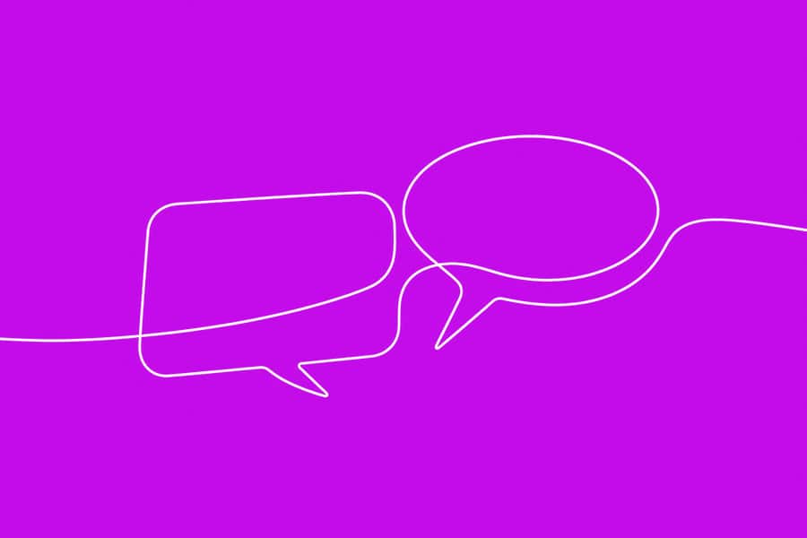 LOFT 33 – ChatGPT integration website Two speech bubbles on a purple background