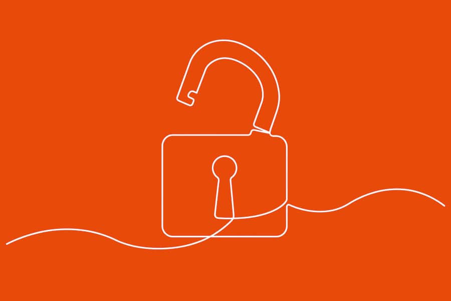 loft33-blog-joomla-open-source-cms-sme Open padlock on an orange background